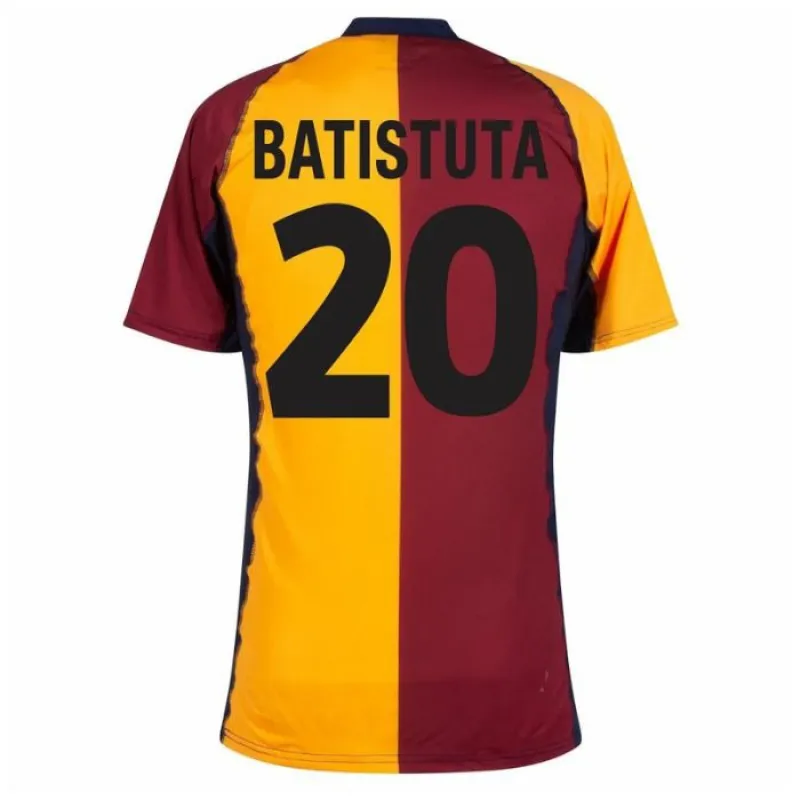 Camiseta Retro Local AS Roma BATISTUTA 2001/02 - Rojo/Naranja