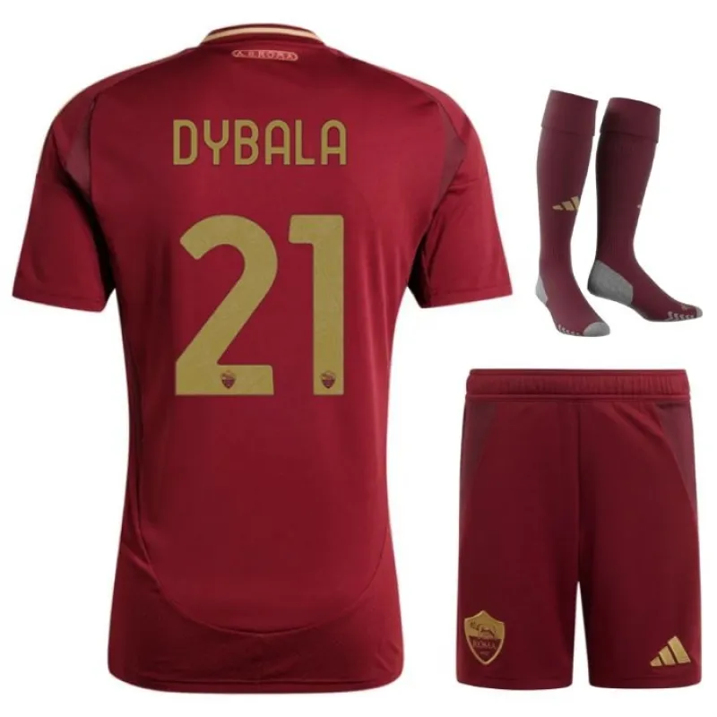 Dybala, ensemble de maillots pour enfants du domicile de l'AS Roma 2024/25 - Rouge vin