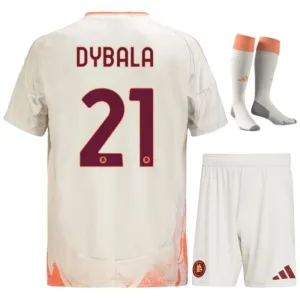 Dybala, ensemble de maillots pour enfants d'extérieur de l'AS Roma 2024/25 - Blanc