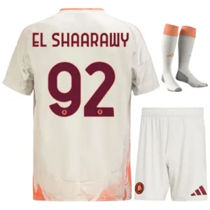 El Shaarawy, ensemble de maillots pour enfants d'extérieur de l'AS Roma 2024/25 - Blanc