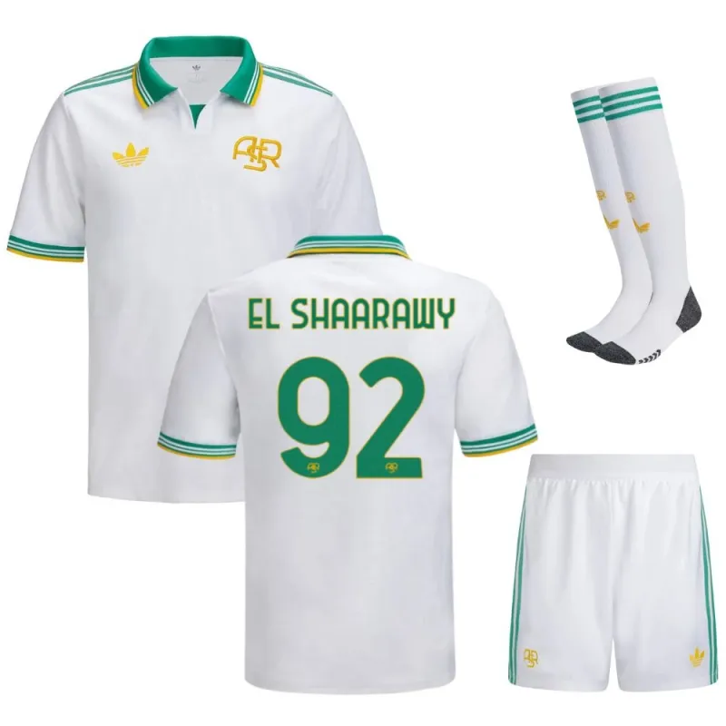AS Roma EL SHAARAWY 2025/26 Drittes Kinder-Trikot-Set - Weiß