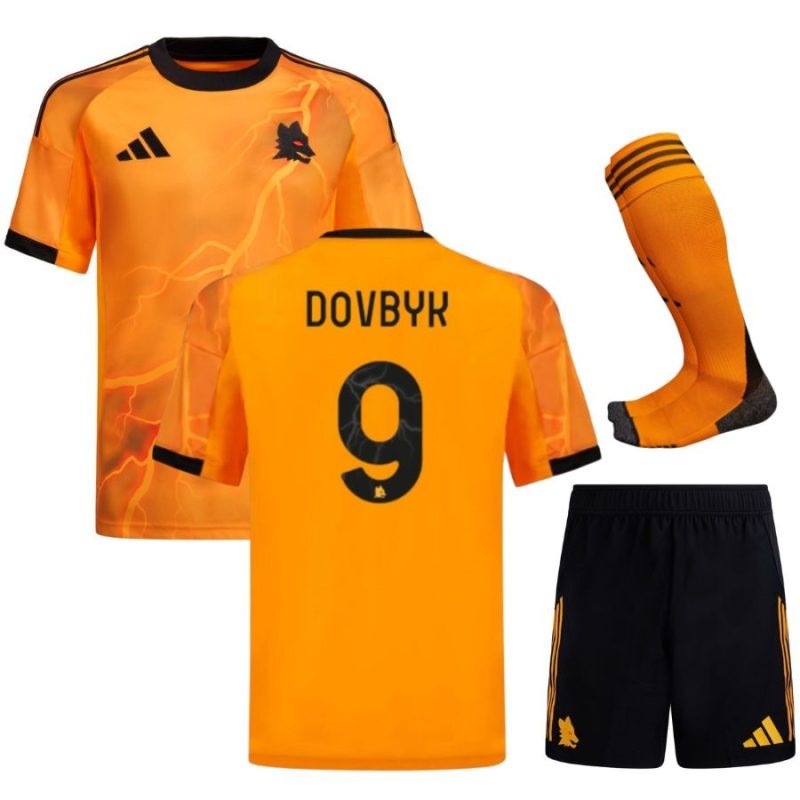AS Roma DOVBYK 2025/26 Away Kids Kit - Orange