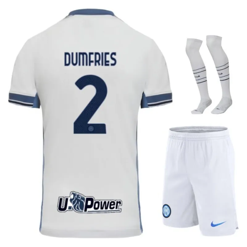 Le kit d'enfant de l'extérieur 2024/25 de l'Inter Milan de Denzel Dumfries - Blanc