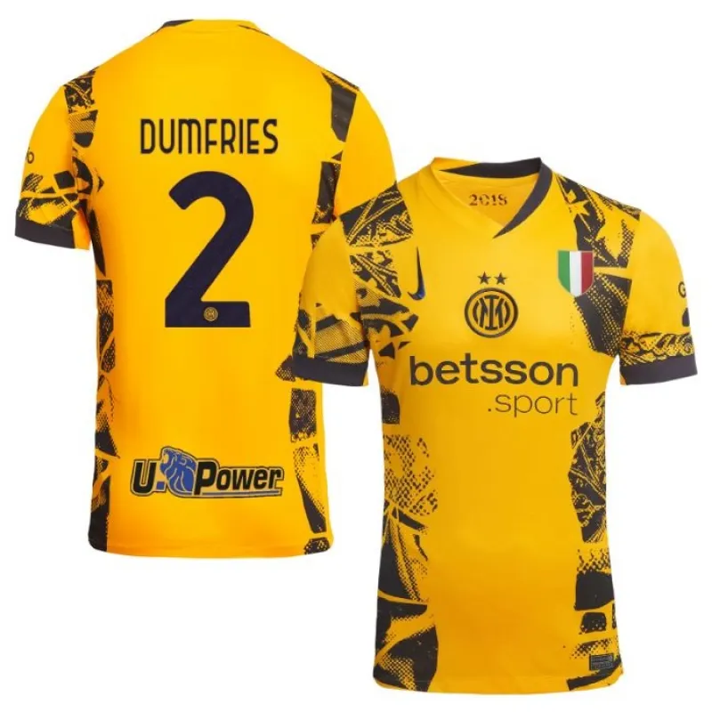 Denzel Dumfries, Maillot Inter Milan 2024/25 Troisième - Jaune