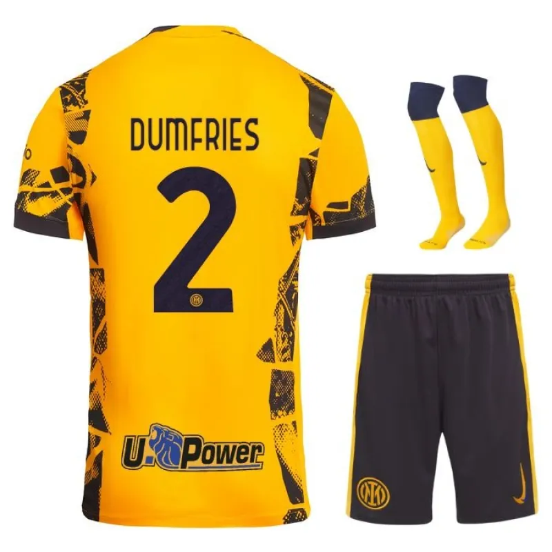 Denzel Dumfries, Maillot d'Enfant Inter Milan 2024/25 Troisième - Jaune