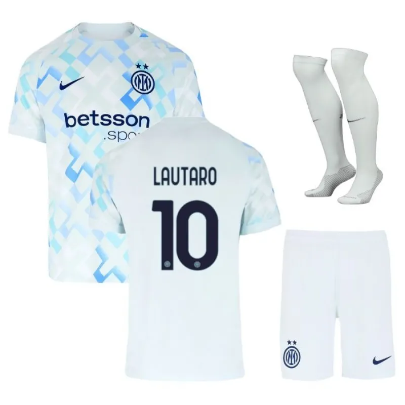 Set di maglia bambini di LAUTARO dell'Inter Milan 2025/26 in trasferta - Bianco