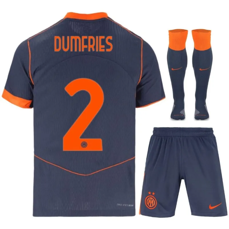 Inter Milan DUMFRIES 2025/26 Third Kids' Kit Jersey - Blue