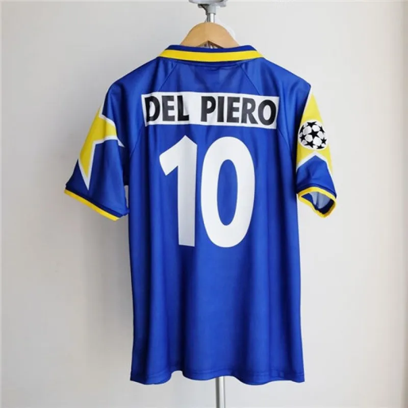 Camiseta retro de visita de la final de la Liga de Campeones UEFA de Juventus 1995/96, número 10 Del Piero - Azul