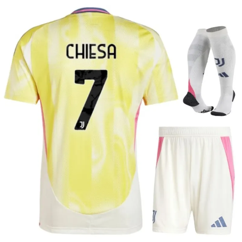 Ensemble de maillots pour enfants extérieurs de Juventus 2024/25 de Chiesa - Jaune
