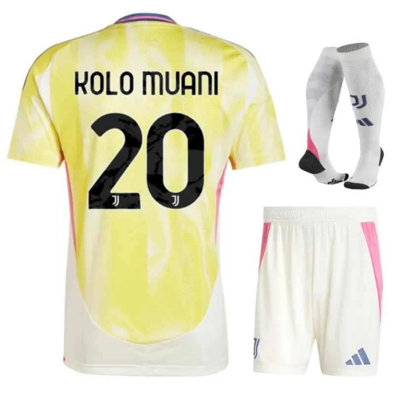 Ensemble de maillots pour enfants extérieurs de Juventus 2024/25 de Kolo Muani - Jaune