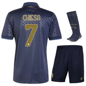 Ensemble de maillots pour enfants numéro trois de Juventus 2024/25 de Chiesa - Bleu marine