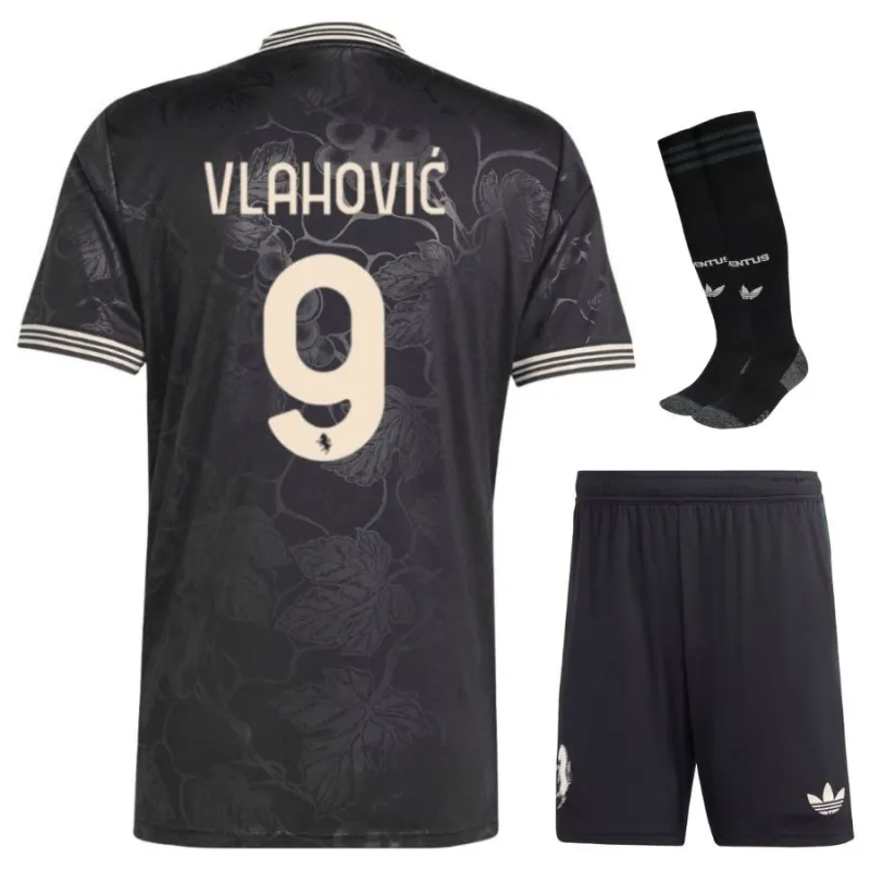 Juventus VLAHOVIC 2025/26 Camiseta Third Niño con Pantalones cortos - Negra