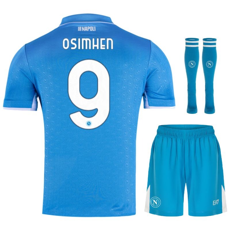 Osimhens Napoli 2024/25 Heim-Kids-Jersey-Set - Blau