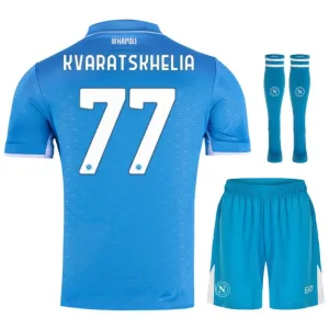 Jeux de maillots pour enfants domicile de Napoli 2024/25 de Kvaratskhelia - Bleu