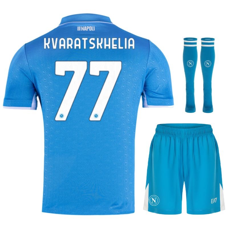 Kvaratskhelia's Napoli 2024/25 Heim-Kids-Jersey-Set - Blau