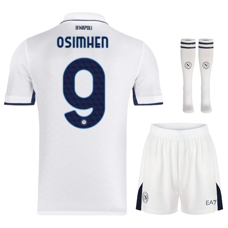 Set di maglie per bambini di fuori campo di Napoli 2024/25 di Osimhen - Bianca