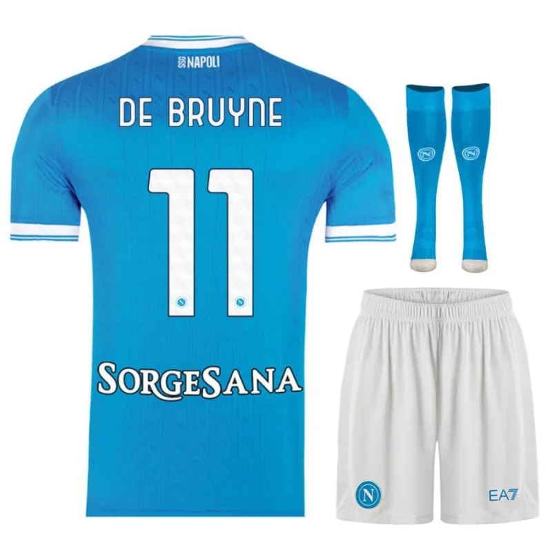 Set de maillot enfant domicile de DE BRUYNE pour le Napoli 2025/26 - Bleu