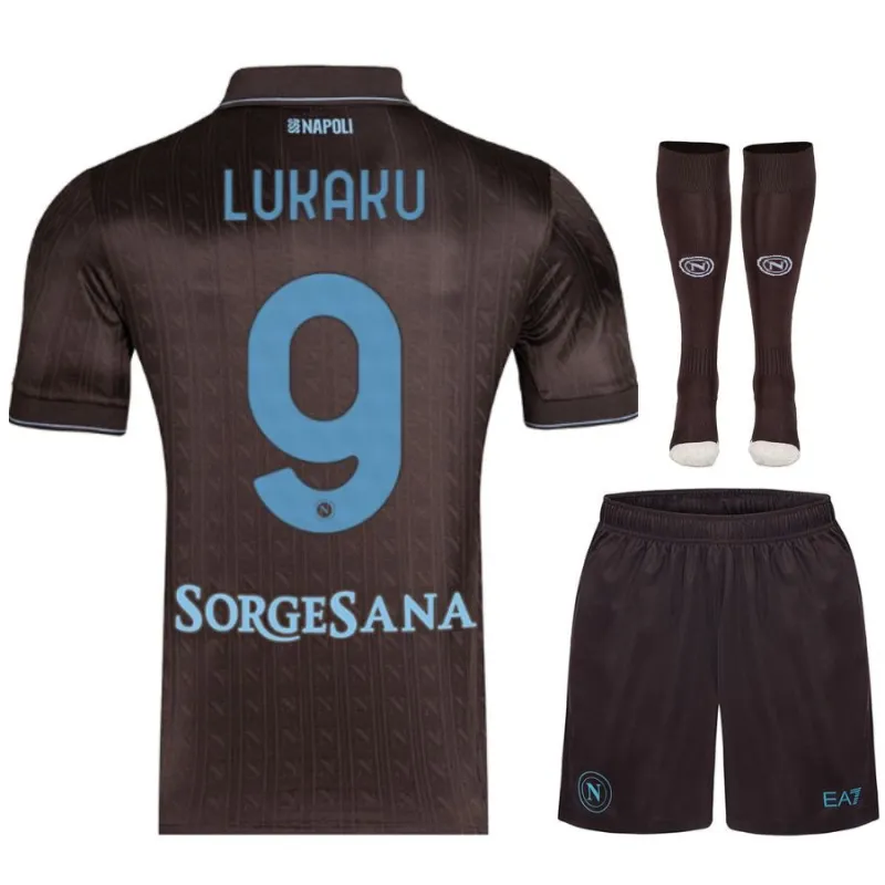 Nápoles LUKAKU 2025/26 Conjunto infantil tercera - Negra