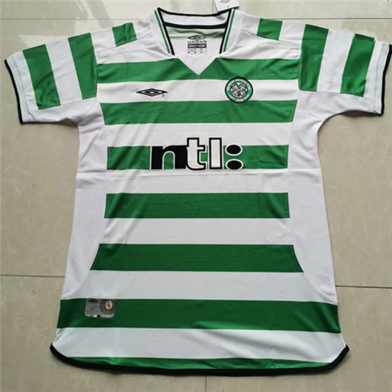 Celtic 2001-03 Home Retro Jersey - White/Green