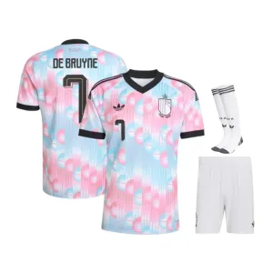Conjunto Niño Visitante Bélgica DE BRUYNE 2026/27 Azul Rosa