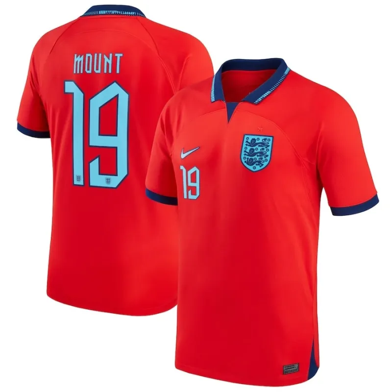 Le maillot d'extérieur de l'Angleterre pour la Coupe du monde 2022 de Mount - Rouge