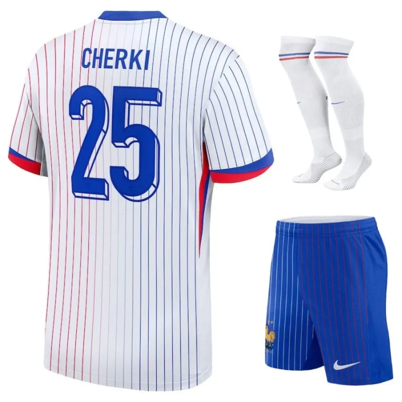 Cherki Francia 2024/25 Kit Niño Visitante Versión Aficionado Azul