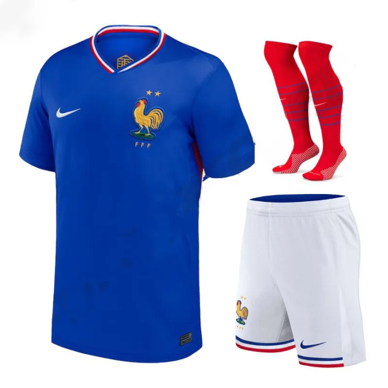 Das Kinder-Kit-Maillot der französischen Nationalmannschaft zu Hause in 2024/25 - Blau
