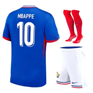 La camiseta del kit infantil local de la selección nacional francesa de Mbappé en 2024/25 - Azul