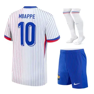 El kit infantil visitante de la selección nacional francesa de Mbappé en 2024/25 - Blanco