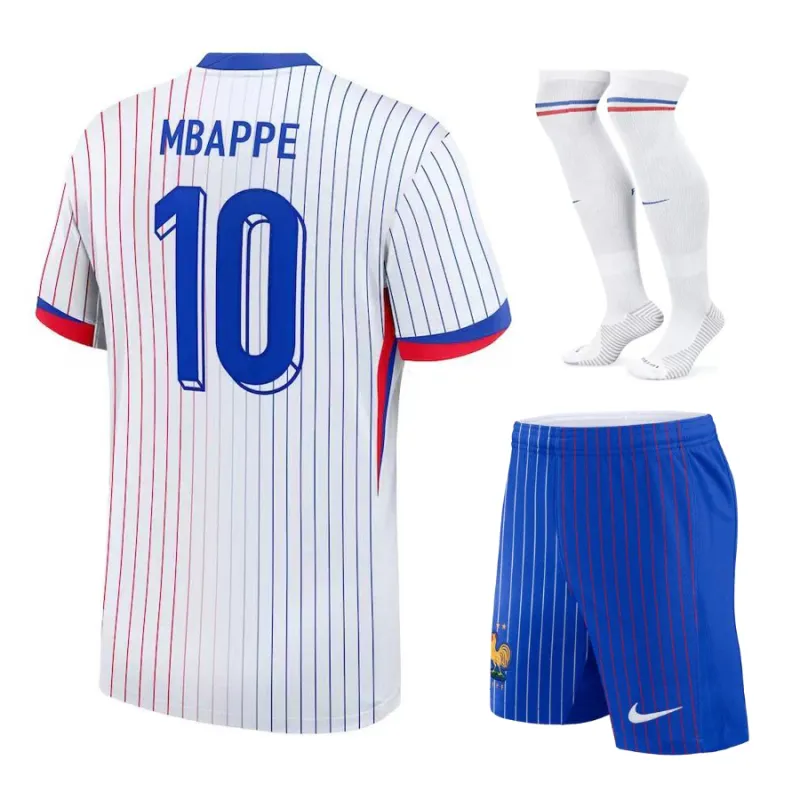 El kit infantil visitante de la selección nacional francesa de Mbappé en 2024/25 - Blanco