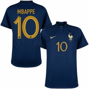 Le maillot de l'équipe nationale de France de Kylian Mbappé pour la Coupe du monde 2022 à domicile - Bleu