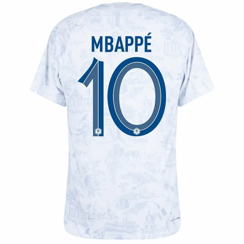 Le maillot d'extérieur de l'équipe nationale de France de Kylian Mbappé pour la Coupe du monde 2022 - Blanc