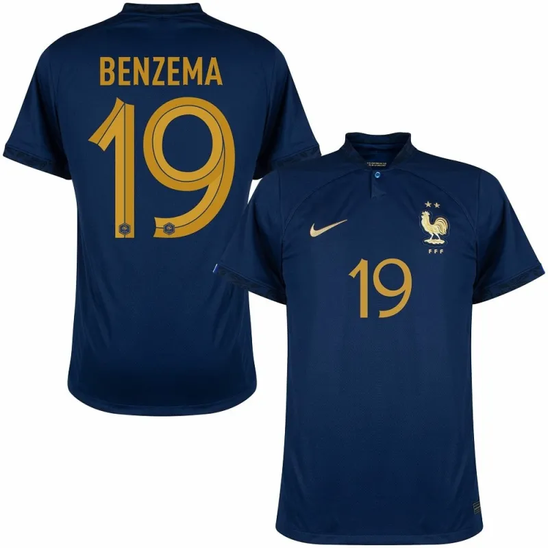 La camiseta local de la selección nacional francesa de Karim Benzema para la Copa del Mundo 2022 - Azul