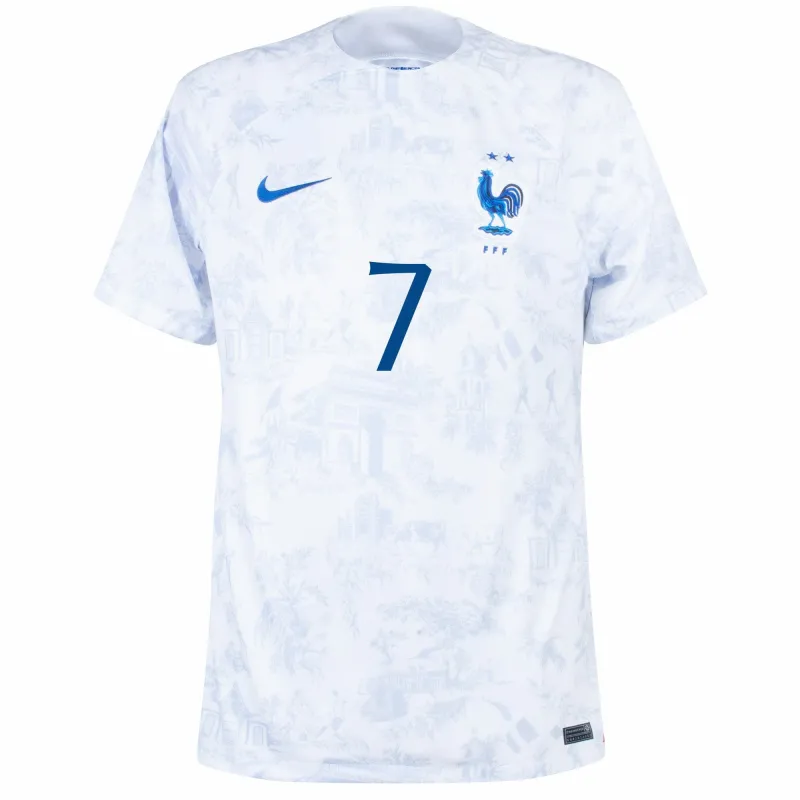 Le maillot enfant d'extérieur de l'équipe nationale de France d'Antoine Griezmann pour la Coupe du monde 2022 - Blanc