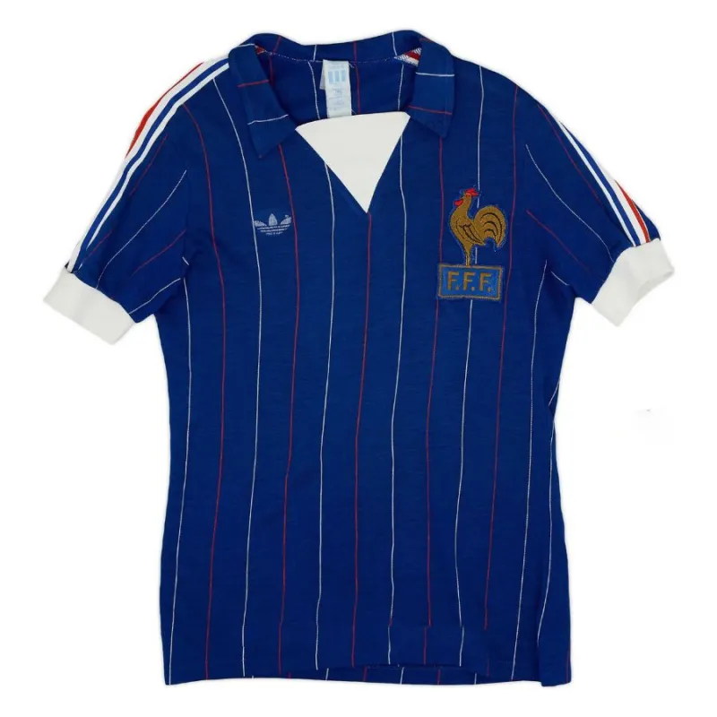 Das retro Heimtrikot der französischen Nationalmannschaft im Jahr 1982 - Blau