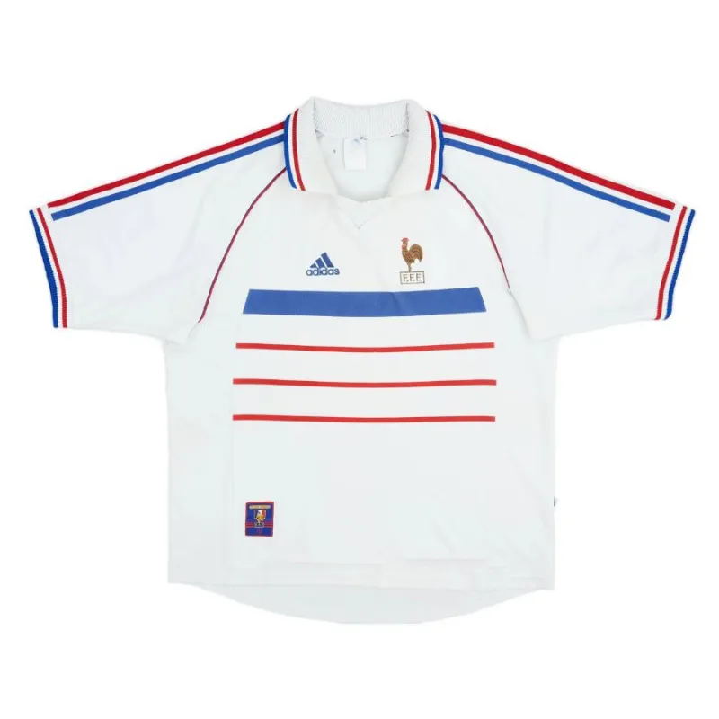 La maglia retro di trasferta della squadra nazionale francese nel 1998 - Bianca