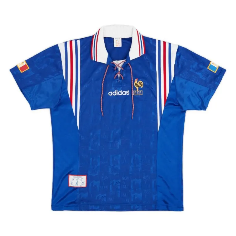 La maglia retro di casa della squadra nazionale francese indossata da Marcel Desailly nel 1996 - Blu.