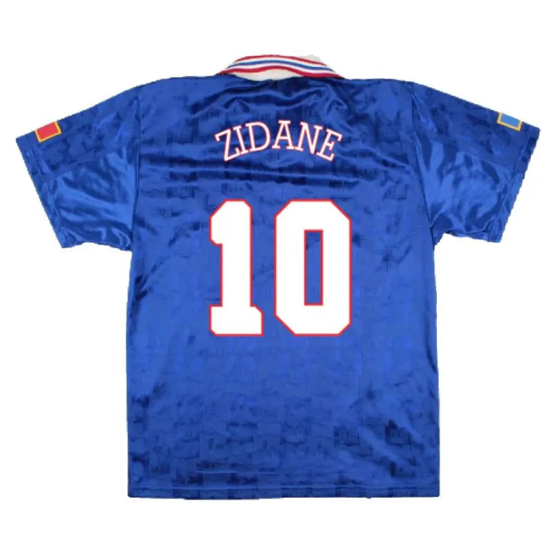 Das retro Heimtrikot der französischen Nationalmannschaft von Zinedine Zidane im Jahr 1996 - blau.
