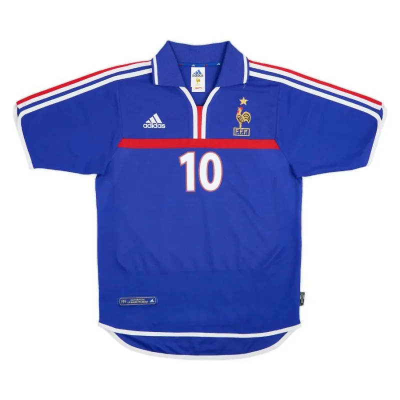 Das retro Heimtrikot der französischen Nationalmannschaft von Zinedine Zidane im Jahr 2000 - Blau