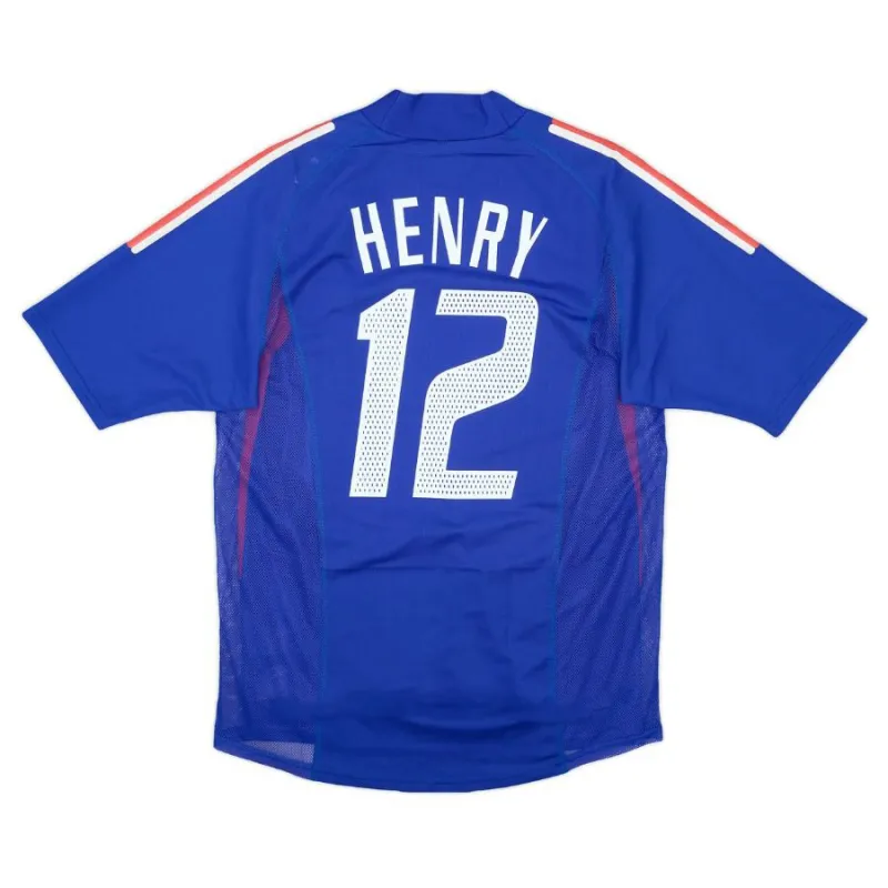 Das retro Heimtrikot der französischen Nationalmannschaft von Thierry Henry von 2002 bis 2004 - blau.