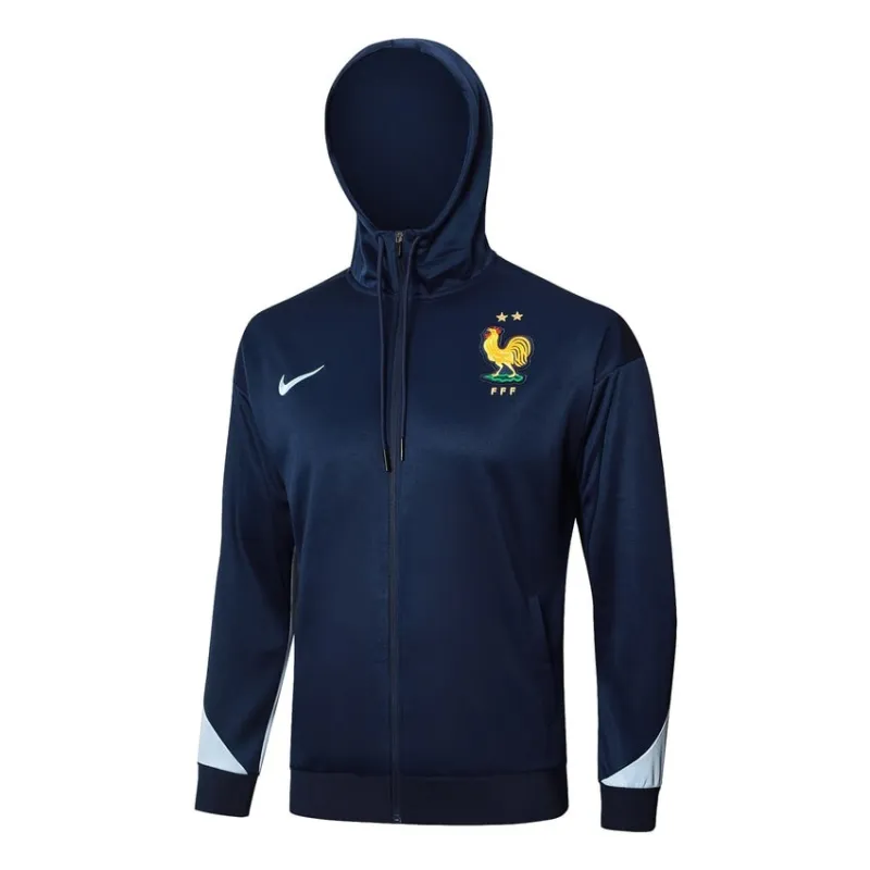 El traje deportivo con capucha y los pantalones de la selección nacional francesa para la temporada 2024/25 - azul oscuro.