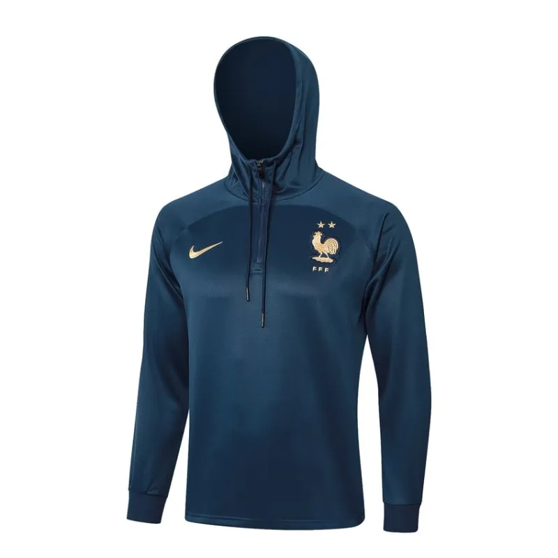 El traje deportivo con capucha y los pantalones de la selección nacional francesa para la temporada 2024/25 - azul brillante