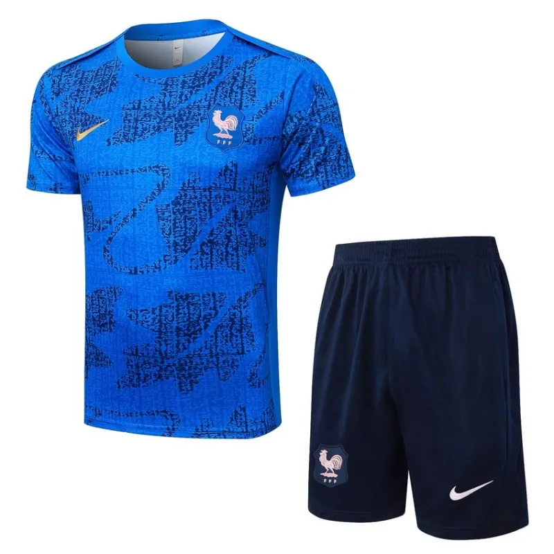 Frankreich 2025/26 Trainingsshirt + Shorts - Blau