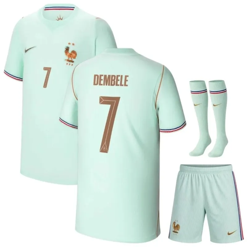 Francia DEMBELE Coppa del Mondo 2026 set maglia trasferta bambino verde