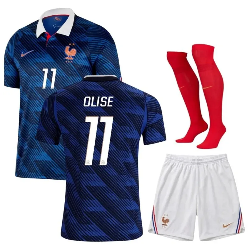 Frankreich OLISE WM 2026 Kinder Heimtrikot Set blau