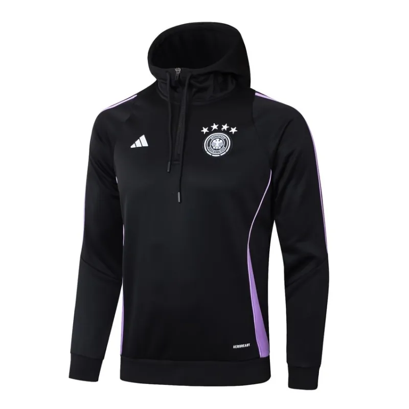 Deutsches 2024/25 Kapuzen-Sportbekleidung + Hosen - Schwarz