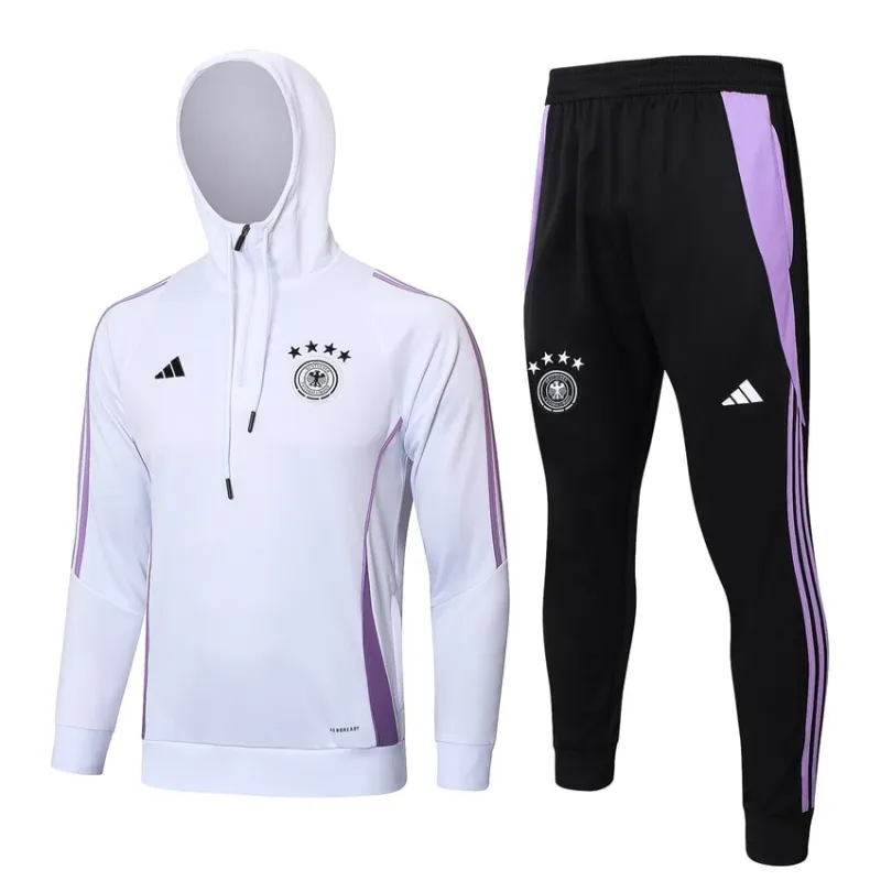 Deutschland 2024/25 Weißes Hoodie Trainingsset mit Hose