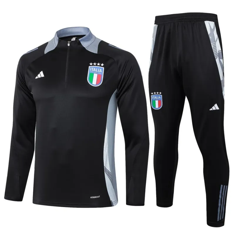 Italienische Langarm-Sportkleidung + Hosen 2024/25 - schwarz