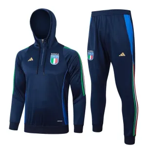 Tenue de sport avec capuche + pantalons d'Italie 2024/25 - bleu