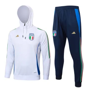 Tenue de sport avec capuche + pantalons d'Italie 2024/25 - blanc